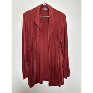 Additions By Chicos Size 1 US 8 Burnt Sienna Liquid Knit Open Cardigan Stretch